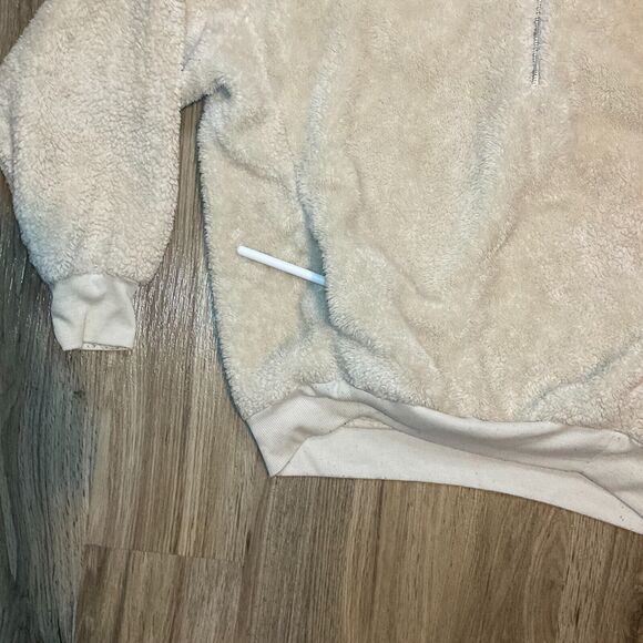 Express One Eleven Womens Beige 1/4 Zip Sherpa Fleece Pullover Size Small - Picture 2 of 7